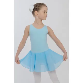 Chiffonkleid Ballettkleid Bella aus weicher Baumwolle Ballettbody mit Schlüssellochausschnitt für Mädchen fürs Kinder Ballett blau 140/146