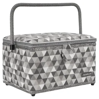 SEMPLIX Nähkorb Diamond Nähkästchen mit Magnetverschluss, Tragegriff (30,5x22,5x19cm) (Anthrazit/Grau)