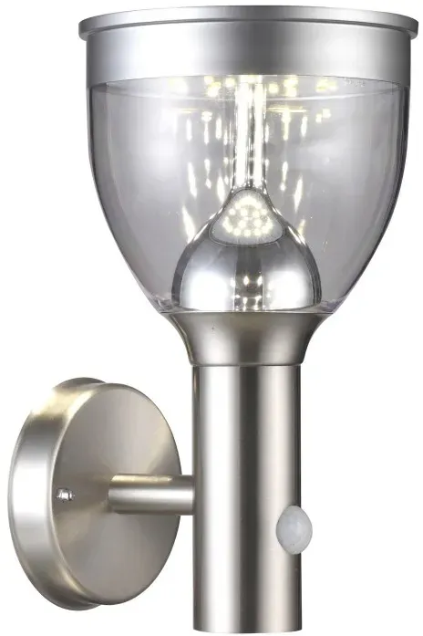 Globo 33435 LED Solar-Außenwandleuchte mit Bewegungssensor Solarleuchte Edelstahl 1x6W | 550L | 3000K | IP44 - grau