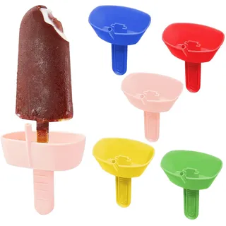 Wekuw Eis am Stiel Halter, 5 Stücke Tropffreier Eis am Stiel-Halter Wiederverwendbar BPA-Frei Eishalterung Kinder Eisstielhalter mit Strohhalm, für Erwachsene, Kinder und Kleinkinder (5 Farben)