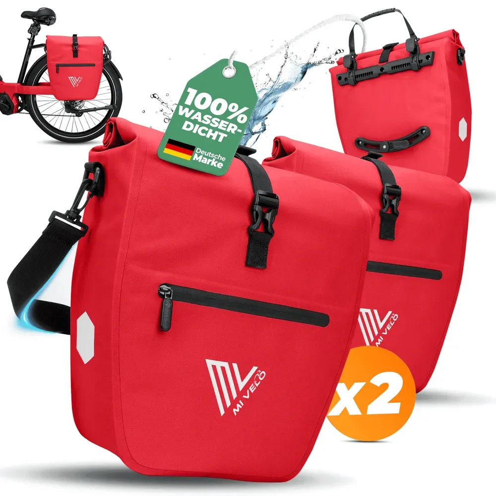2in1 Fahrradtasche für Gepäckträger „CAPAX“ 20L - Rot - Bestseller,highdemand,oft gekauft