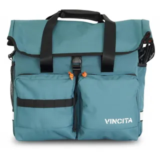 Vincita Voyage Atlas Tasche für Brompton Klapprad - Mit abnehmbarem Vorderträgerrahmen, Regenschutz und Schulterriemen - Brompton Fahrradzubehör für Fahrer (Blau)