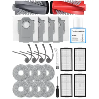 24-teiliges Zubehörset für Roborock Saros 20/10R Saugroboter – Ersatzteile mit 200 ml Reinigungsmittel, Hauptbürsten-Set, Staubbeutel, Wischtücher, Filter, Seitenbürsten u.v.m.