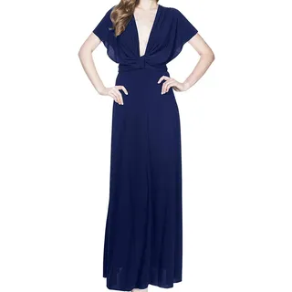 OBEEII Damen Luxuriös Sommer Lang Kleid elegant Geteilter Abendkleider Ärmellos Hochzeit Kleider Party Vintage abschlussbal Cocktailkleid Dunkelblau L - L