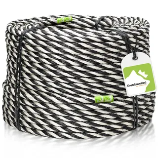 Kratzbaumland Premium-Sisalseil schwarz/weiß 10 mm, schwarz/weißes Premium-Sisalseil für Kratzbäume (versch. Längen) (10 Meter)