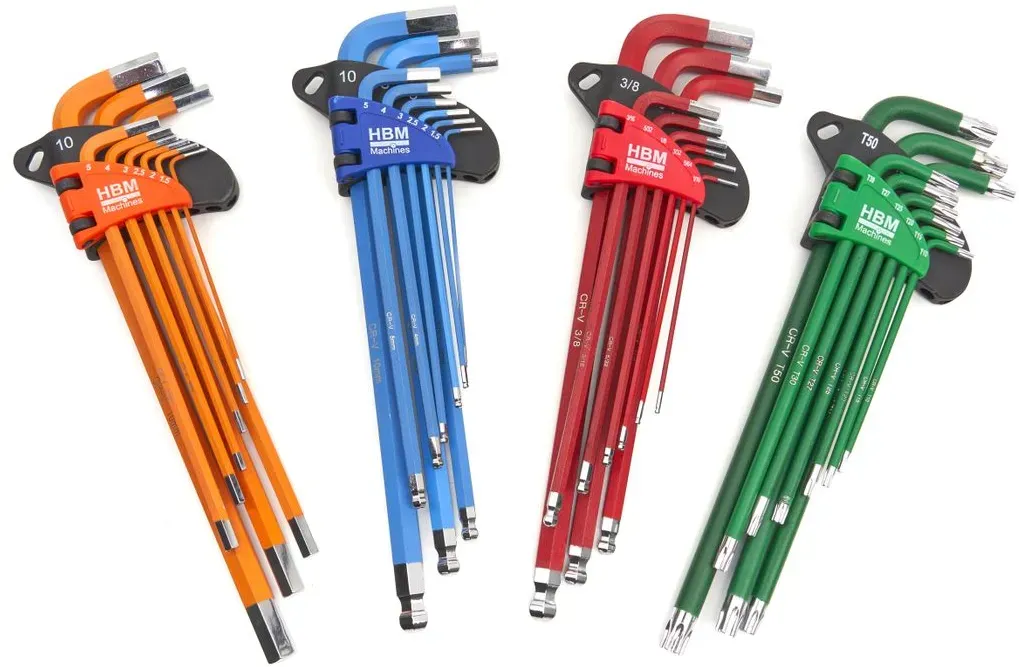 HBM 36-teiliger Profi-sechskantschlüssel-Satz MM, INCH, TORX