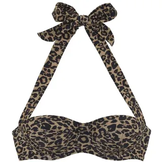 VIVANCE Bügel-Bandeau-Bikini-Top Damen schwarz nougat bedruckt Gr.36 Cup B