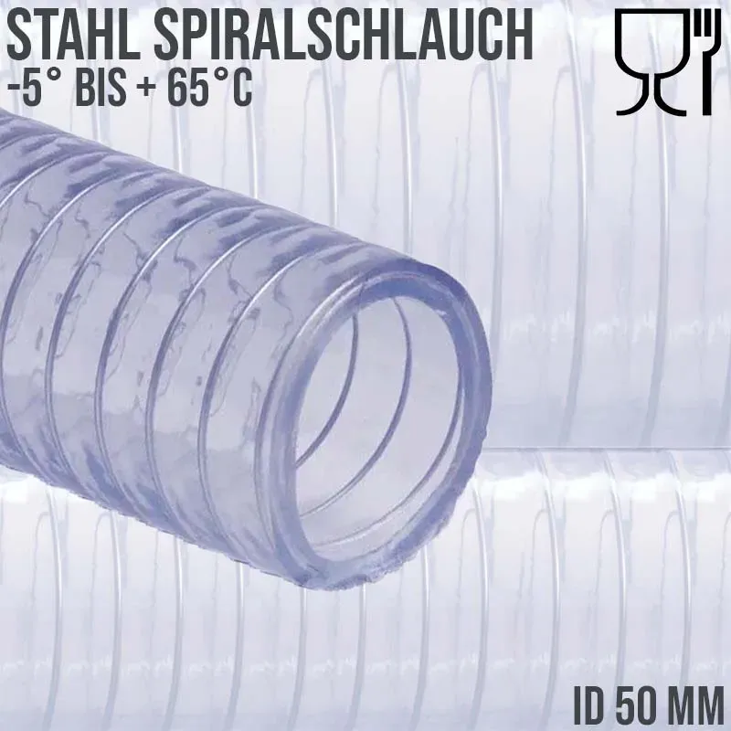 50 / 51 mm 2 Zoll Saug Ansaug Druck Abwasser Pumpen Schlauch Stahlspirale trans..."