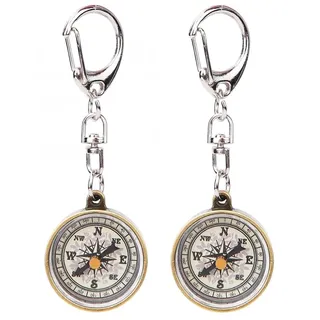 ARFUKA 2 Stück Kompass Schlüsselanhänger Tragbarer Taschenkompass Mini Compass für Geschenk Camping Wandern Sportnavigation