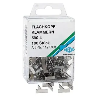 Wedo 1125901, Musterbeutelklammern Flachkopf, 590-4 in SB-Klarsichtdose, 100 stück)