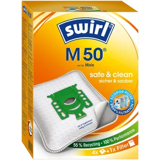 4 Original Swirl M50 - M 50 Staubsaugerbeutel | kompatibel mit Miele Compact C2 Silence EcoLine, Compact Exclusiv-Edition, Complete C1 PowerLine