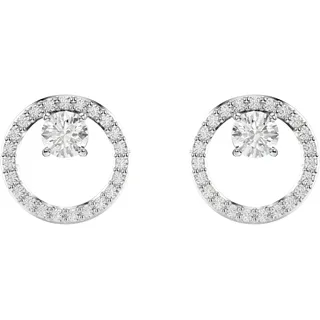 Swarovski Constella Ohrstecker, Weiße, Rhodinierte Ohrringe mit Strahlenden Swarovski Kristallen im Rundschliff