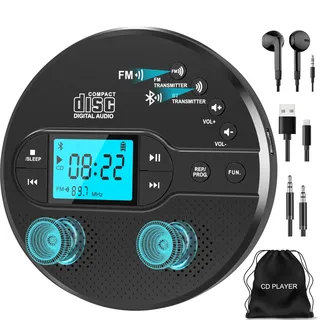 Greadio CD Player Tragbar mit Bluetooth 5.3, Discman CD-Player