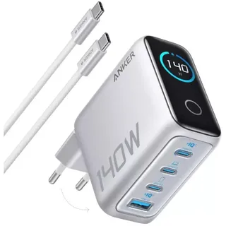 Anker USB 3-USB-C Schnellladegerät 140W + Kabel Silber