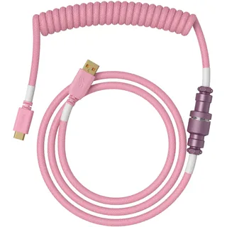 Glorious Gaming Premium Coiled Keyboard Cable - Vergoldetes USB-A (PC) auf USB-C (Tastatur), Schutz vor Kabelsalat, doppelt geflochtene Ummantelung, 5-poliger Aviator-Stecker - Pixel Pink