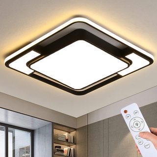 Style Home Deckenleuchte LED Deckenlampe 90W, 42 * 42 * 6cm, dimmbar mit Fernbedienung,Quadrat Leuchte für Wohnzimmer, Schlafzimmer, Arbeitszimmer, Küche, Büro(Schwarz)
