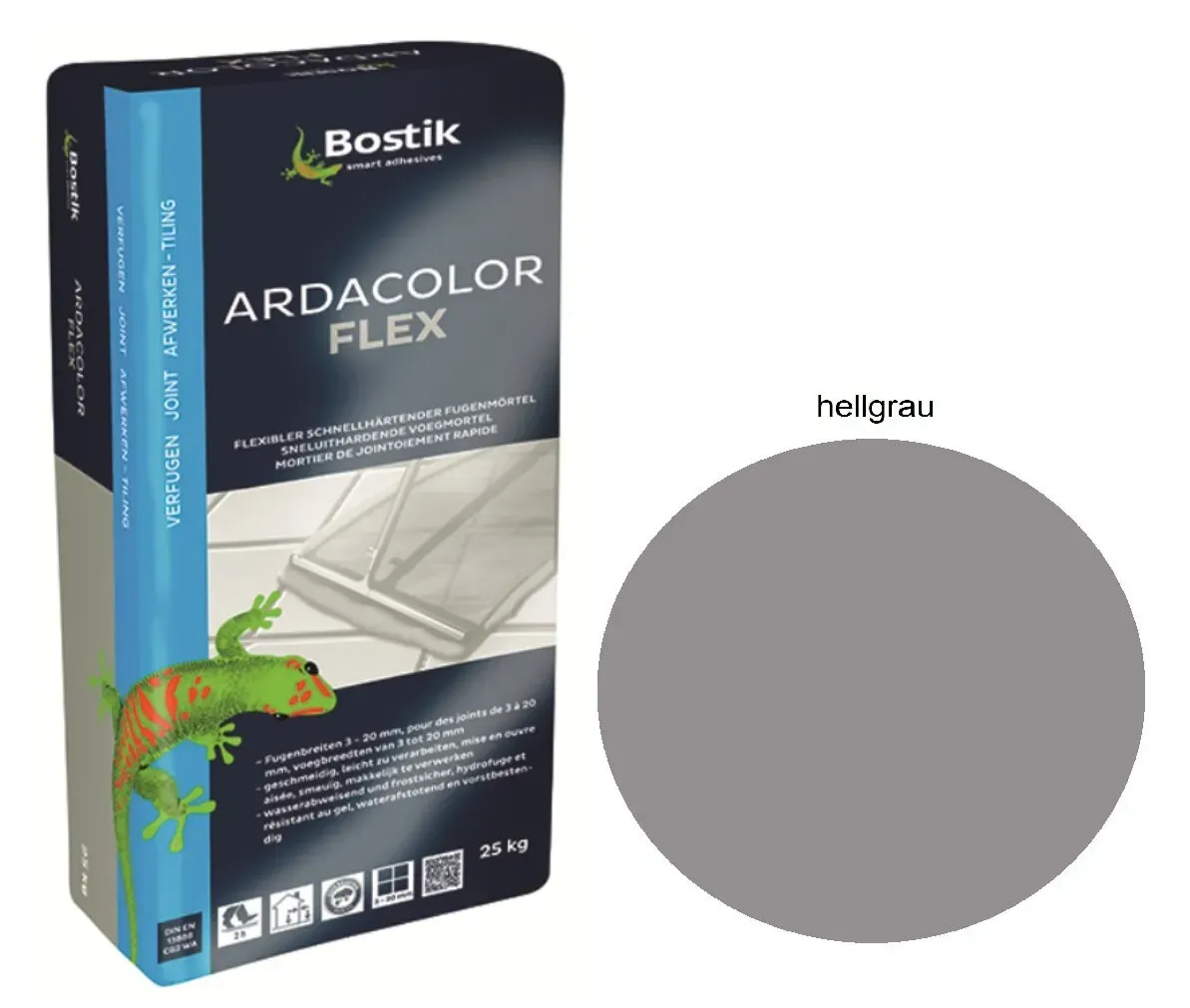 Bostik Ardacolor Flex Fuge Fliesen Fugenmörtel 25Kg hellgrau