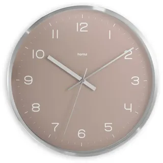 Hama Funkwanduhr (DCF Funkuhr, Wanduhr ohne Tickgeräusche, Ø 30cm, großes Ziffernblatt, analog, Stunden-, Sekunden- und Sekundenzeiger, modernes Design, inkl. Batterie) Aluminium