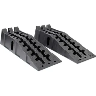 Wiltec Auffahrrampe für Pkw 2er Set bis 5 t Traglast, robuste Autorampen aus PP, Unterlegkeile 90,5 x 30 x 21,5 cm, Auffahrkeile mit rutschsicherem