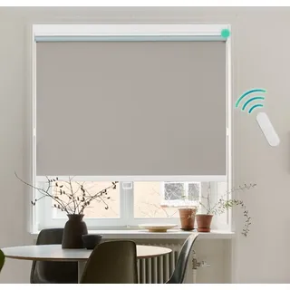 Grandekor Elektrisches Verdunkelungsrollo Klemmfix Grau 85 x 150cm(BXH), Thermorollo ohne Bohren, Fensterrollo mit Fernbedienung, Motorisierte roll... - Grau