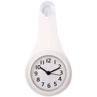 Kleine Wanduhr, Badezimmeruhr Wasserdicht mit Haken für Badezimmer Küche Schlafzimmer(Weiß)