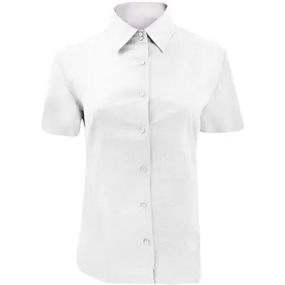 Russell Collection Easy Care Oxford Bluse, Kurzarm 6XL,Weiß - 6XL