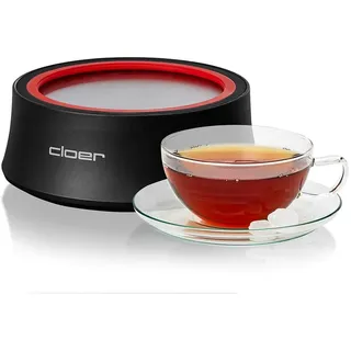 Cloer 6700 Elektrisches Stövchen, Warmhalteplatte für Tee & Heißgetränke, Heizelement im Stein, Edelstahlplatte Ø 14 cm, kabellose Nutzung, 300 W