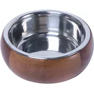 Hunde-Napf, 23 cm, Höhe 7.8 cm, Holz/Edelstahl, braun