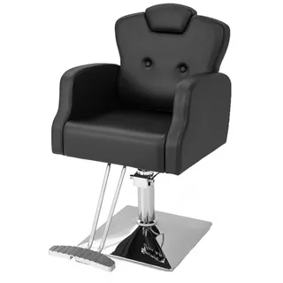 KOMFOTTEU Stuhl Friseurstuhl, mit Verstellbarer Kopfstütze & Fußstütze,bis 150kg schwarz