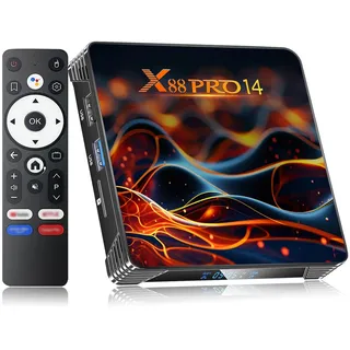 Android 14.0 TV Box 2025, Android Box 2GB 16GB Storage with RK3518 Quad-core CPU 4K 6K TV Box Unterstützt 8K WiFi 6 2.4G/5.8G Dual-Band WiFi HDR10+ 100M Ethernet Bluetooth 5.0 USB 3.0 Smart Box for TV
