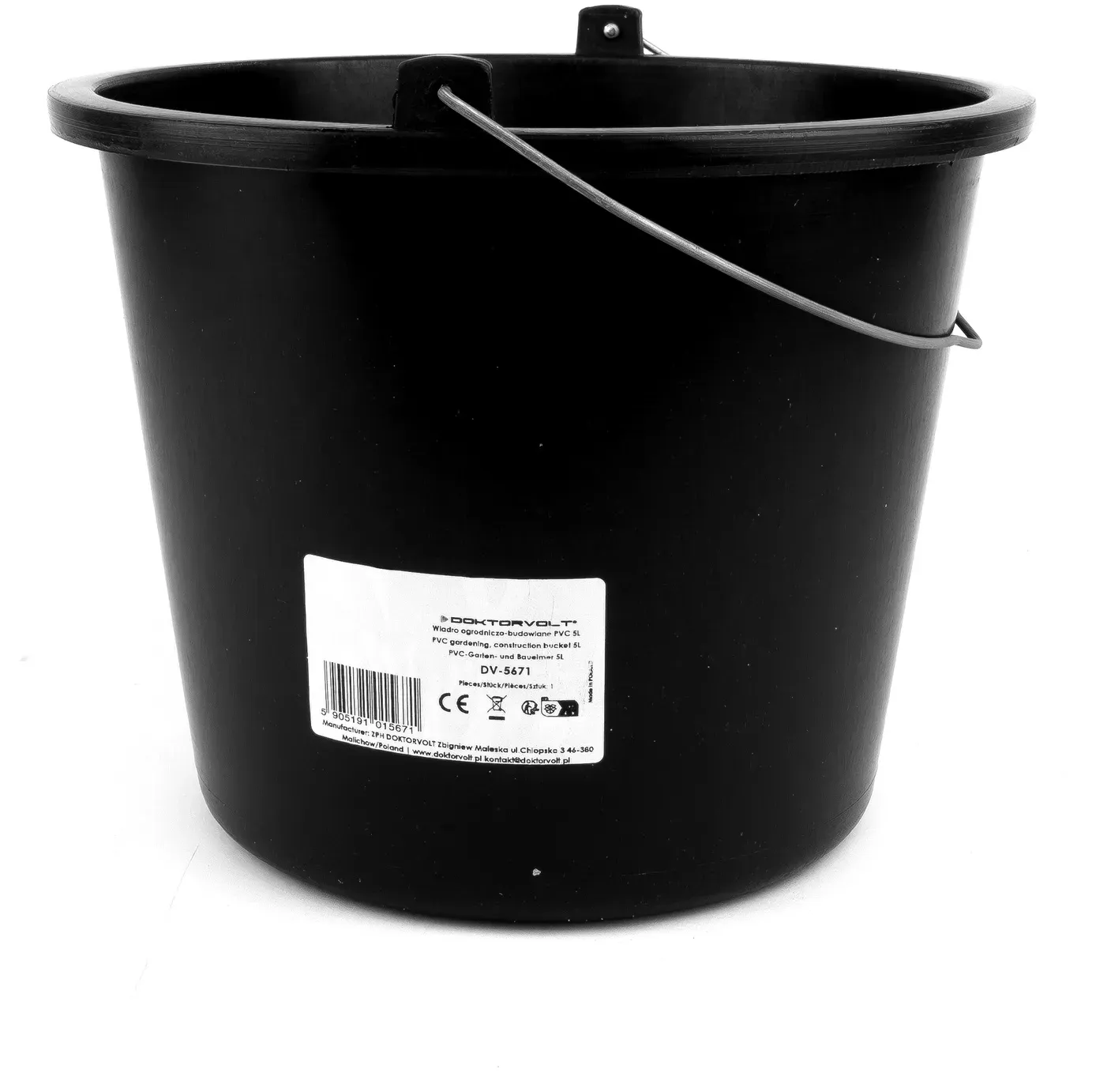 Baueimer 5L Garteneimer PVC Mörtelkübel Wassereimer Mörteleimer Eimer Kübel Maurereimer Putzeimer schwarz DV-5671