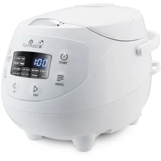 Yum Asia Panda Mini-Reiskocher mit Ninja-Keramikschüssel und Advanced Fuzzy Logic (3,5 Tassen, 0,63 Liter) 4 Reisfunktionen, 4 Multicooker-Funktion, 220–240V (Arctic White)