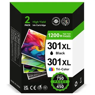 301XL Druckerpatronen Kompatibel für Original HP 301 Druckerpatronen Multipack, 301 XL Schwarz/Farbig(750/450+ Seiten) für Envy 4500 4504 5530 5534 DeskJet 2540 2544 2549 OfficeJet 2620 2622 4630 4632