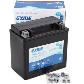 Exide AGM12-12 AGM-Ready Motorrad Starterbatterie 12V 12Ah 200A