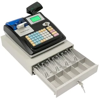 Elektronische Registrierkasse mit TSE Kassensystem Geldkassette Abschließbar 10000 PLUs Dual Display UV Falschgelderkennung für Einzelhandel Gastronomie Supermarkt Restaurant