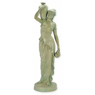 Casa Padrino Jugendstil Wasserspeier Bronze Skulptur Frau mit 2 Krügen Antik Beige H. 101,5 cm