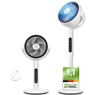 Levoit DC Motor Standventilator, 20dB sehr leiser Ventilator, 30m Wurfweite, 2465m3/h Luftvolumen, Fan mit Fernbedienung & Kühlung, 2 in 1 Höhenverstellbar, 4 Modi/12 Stufen/12 Std Timer