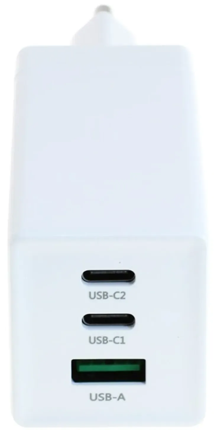 65W USB-C Ladeadapter mit zwei USB-C Type-C Power PD Delivery Anschlüssen und einem USB-A Anschluss