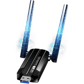 USB WLAN Stick Adapter für PC - Internet Stick 1300Mbps USB 3.0 Dual Band 2.4GHz/5.8GHz WLAN Adapter PC mit 2 x 5dBi Antenna PC/Laptop, Kompatibel mit Windows 11/10/8/7/Vista/XP, Mac OS 10.9-10.15