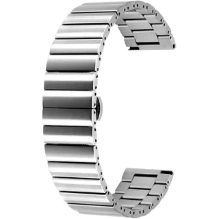 Kai Tian Horizontale Streifen Uhrenarmband 22mm Edelstahl Metall Armband Schnellverschluss Silber für Damen Herren