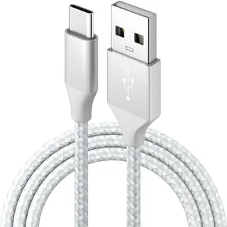 Schnellladekabel Ladegerät 1 Meter weiß - für Samsung Galaxy S22 S23 S24 Ultra Z Fold Flip iPhone 17 16 15 Pro Max Huawei USB zu Typ-C - Weiß