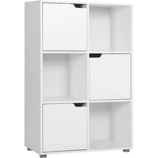Woltu Bücherregal, Bücherschrank Aktenschrank Büroregal mit 3 Türen, 6 Fächer, weiß