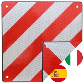 Trutzholm Warntafel Warnschild Italien Spanien 2 in1 50 x 50 cm rot weiß reflektierend Caravan Heckträger