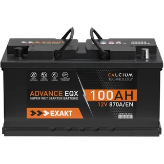 EXAKT Autobatterie 100AH 12V 870A statt 88Ah 90Ah 92Ah 95Ah PKW Auto Batterie