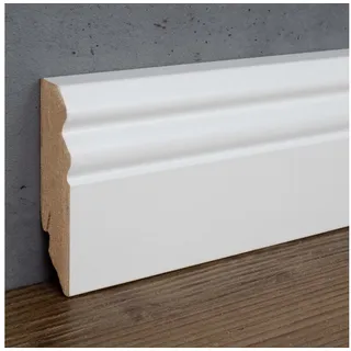 PROVISTON | Sockelleiste | Berliner Profil | 18 x 70 x 2400 mm | MDF foliert | Weiß | Hamburger Fußleiste | 2.4 Meter