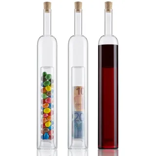 Hohlraumflasche als Verpackung für Geldgeschenke | Flasche mit befüllbarem Hohlraum für Geldscheine und Gutscheine | Geschenk zum Hochzeitstag | Auch mit Personalisierung