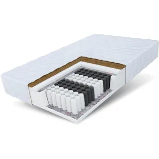 Fdm Matratze 160x200 Taschenfederkern 7 Zonen Kokos HOME Plus 17 cm Premium H3 H4 7-Liegezonen Öko-Tex Allergikergeeignet Bezug Waschbar Kokosfaser-Einlage