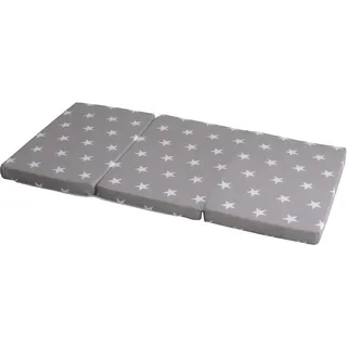 roba Reisebettmatratze Little Stars - Faltbare Baby Matratze für Reisebett 60 x 120 cm - Abnehmbarer Bezug in Grau mit weißen Sternen - Inklusive Tragetasche