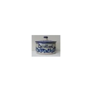 Brottopf Keramik Serie Flora gerade Form Steinzeug-Schmitt (blau-grau)