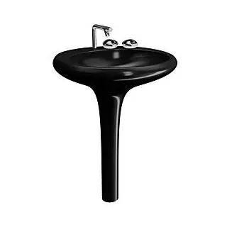 Vitra Istanbul Waschtisch 4261B470-0871 60x61,5cm, integrierte Standsäule, ohne Überlauf/3 Hahnlöcher, schwarz VC